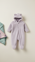 Plush Baby Onesie with Foldover Mitts