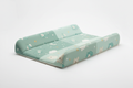 Soft padded wipe-clean baby changing mat in teal, blue and cream