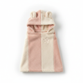Soft fluffy baby hooded bath towel in blush pink and cream with animal ear hood
