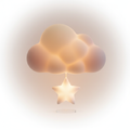 Soft glowing nursery night light in cream and blush pink cloud shape with warm amber glow